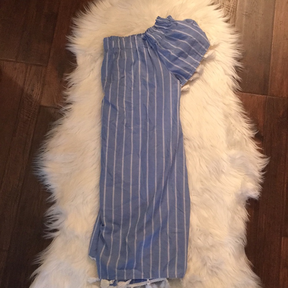 Blue and white striped tassel dress!